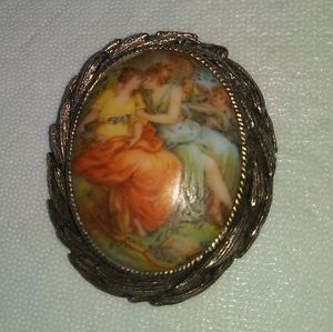 Hand Painted Porcelain Brooch/Pendant